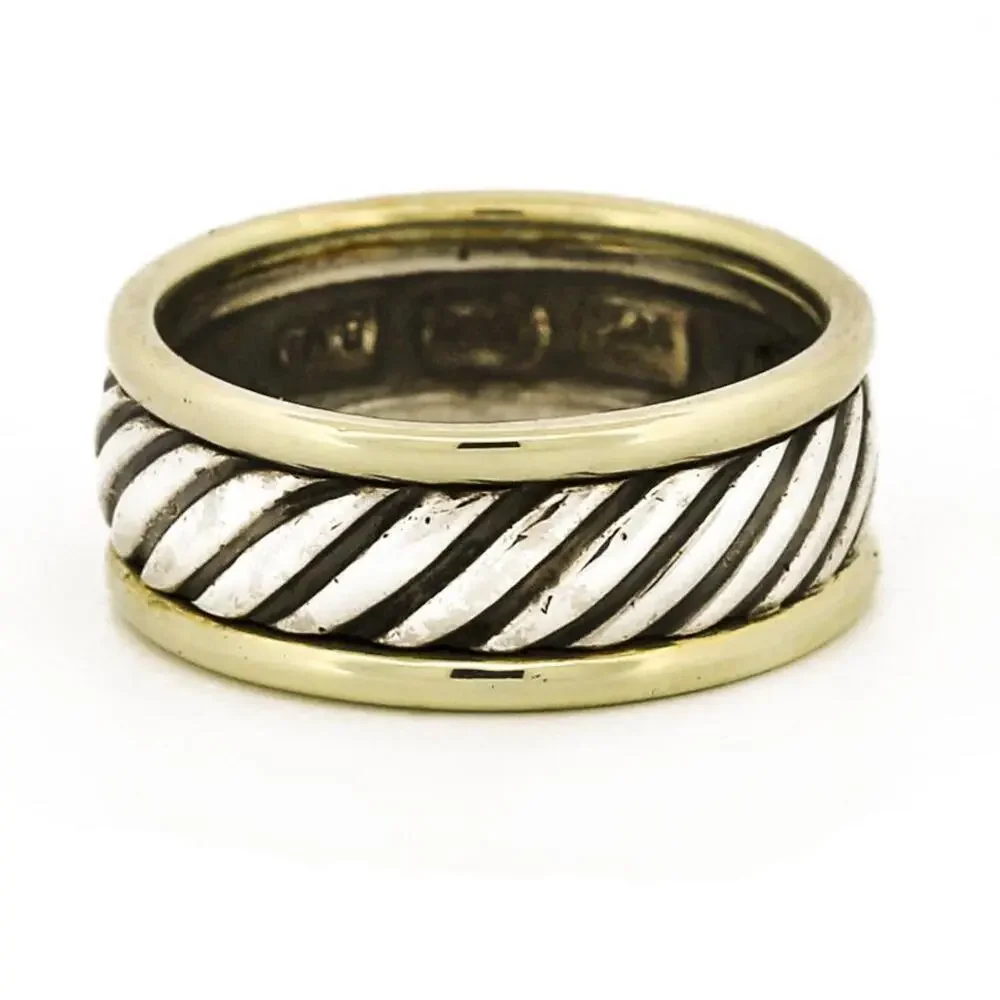 David Yurman Cable Classics 8mm Band Ring 18k Gold Sterling Silver Size 8.5 - Picture 1 of 5